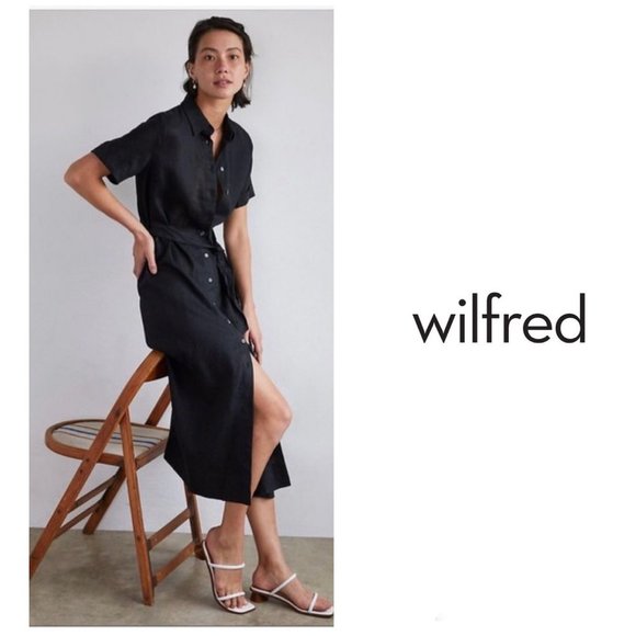 Wilfred Dresses & Skirts - Wilfred Eleta long Linen shirt-dress in black size 1X